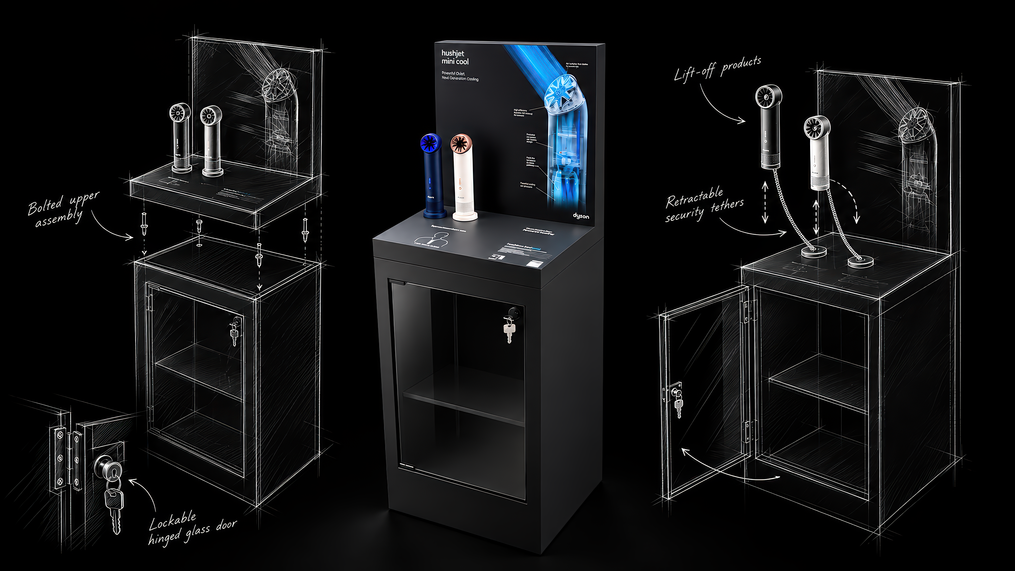 Dyson HushJet Mini Cool Retail Fixture Design Study by Attero Retail Design