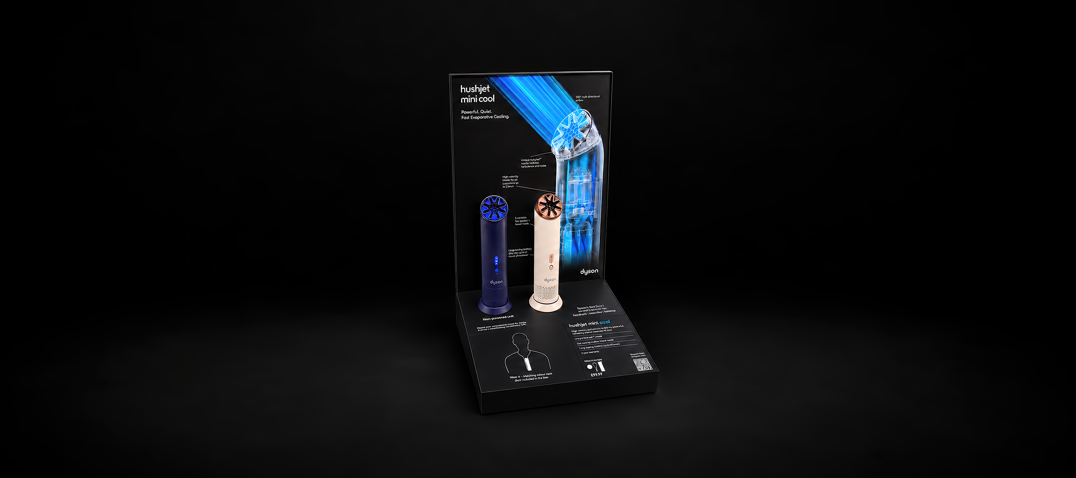 Dyson HushJet Mini Cool Tabletop Fixture by Attero Retail Design